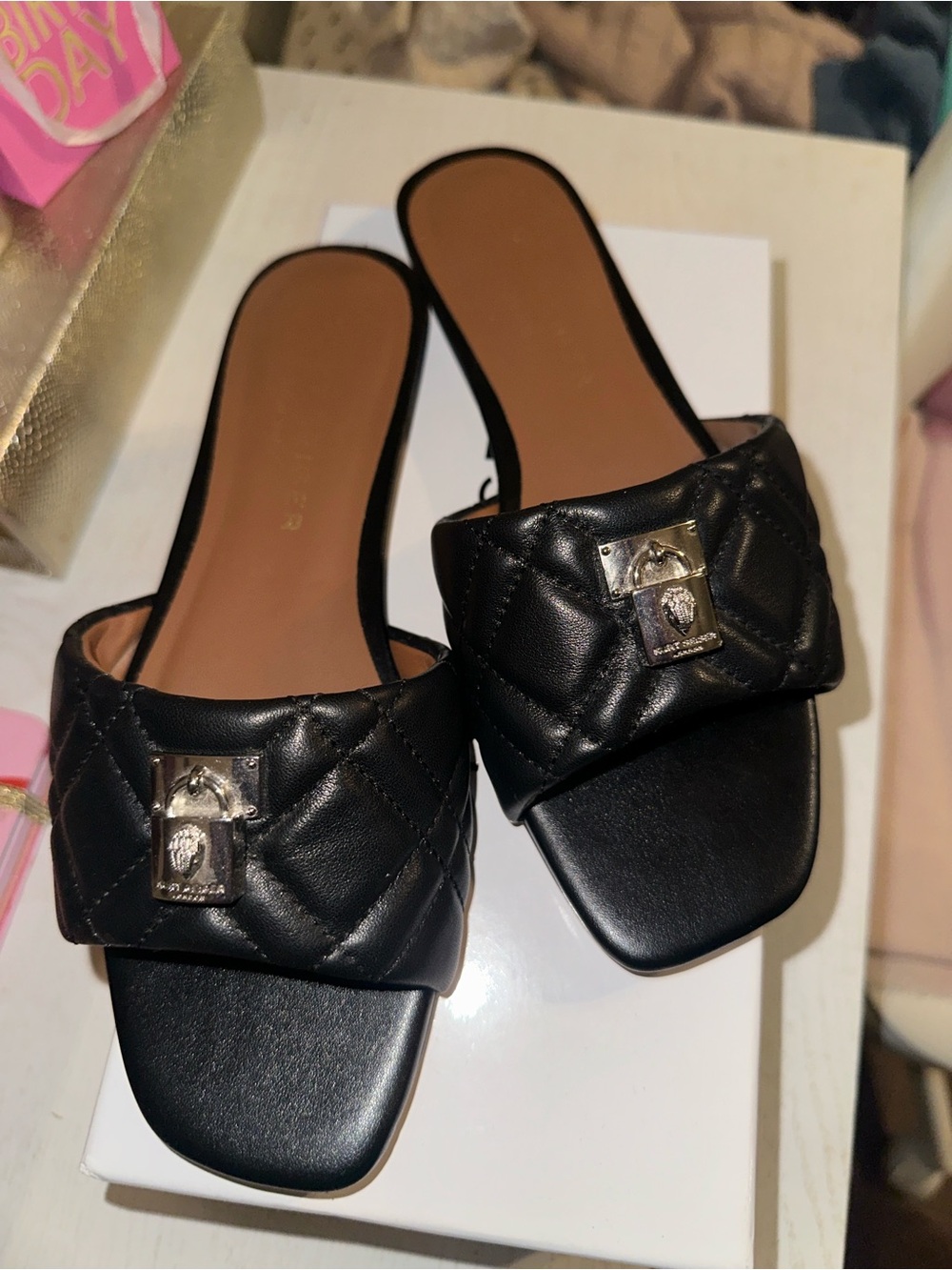 Kurt Geiger Black Slide Sandals